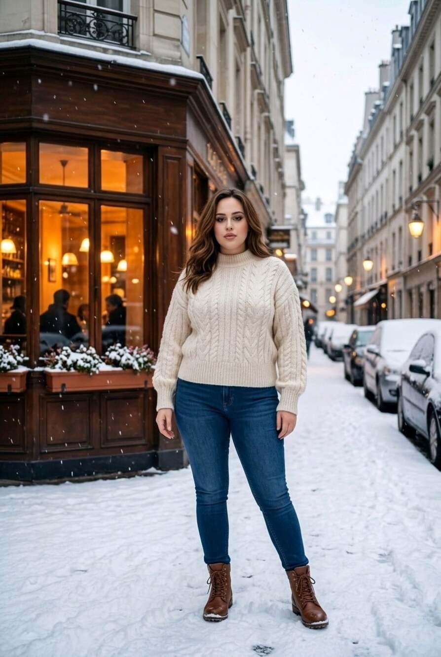 Women's Ivory Cream Crew Neck Long Sleeve Wool Blend Pullover Sweater Boho NWT L